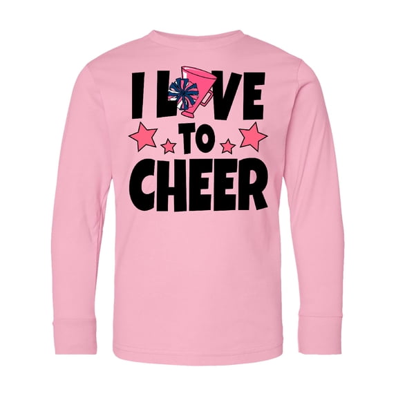 Inktastic I Love to Cheer with O Being Replaced by Megaphone and Pom Poms Long Sleeve Youth T-Shirt