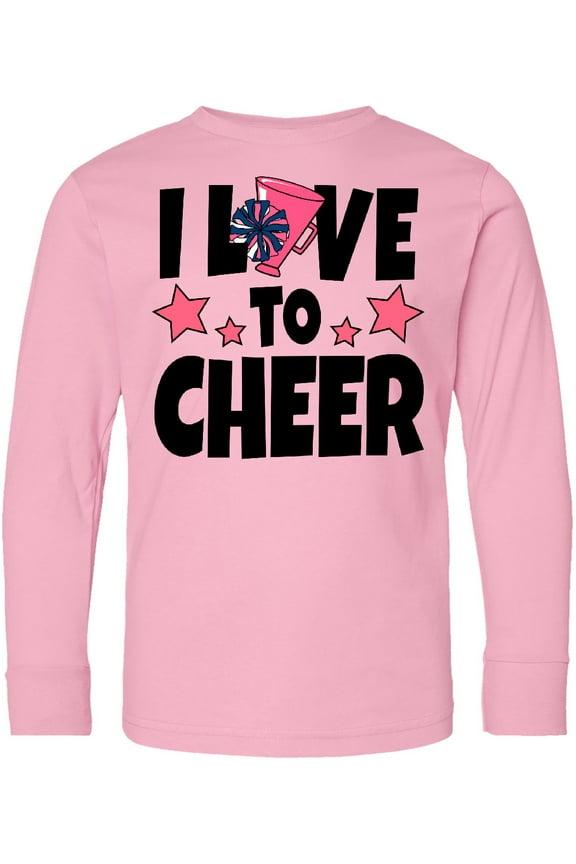 I Love to Cheer with O Being Replaced by Megaphone and Pom Poms Long Sleeve Youth T-Shirt