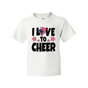 Inktastic I Love to Cheer with O Being Replaced by Megaphone and Pom Poms Youth T-Shirt