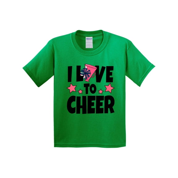 Inktastic I Love to Cheer with O Being Replaced by Megaphone and Pom Poms Youth T-Shirt