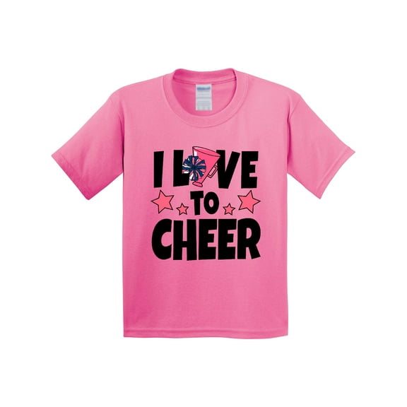 Inktastic I Love to Cheer with O Being Replaced by Megaphone and Pom Poms Youth T-Shirt