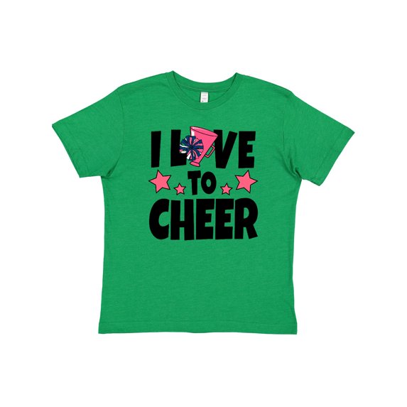 Inktastic I Love to Cheer with O Being Replaced by Megaphone and Pom Poms Youth T-Shirt