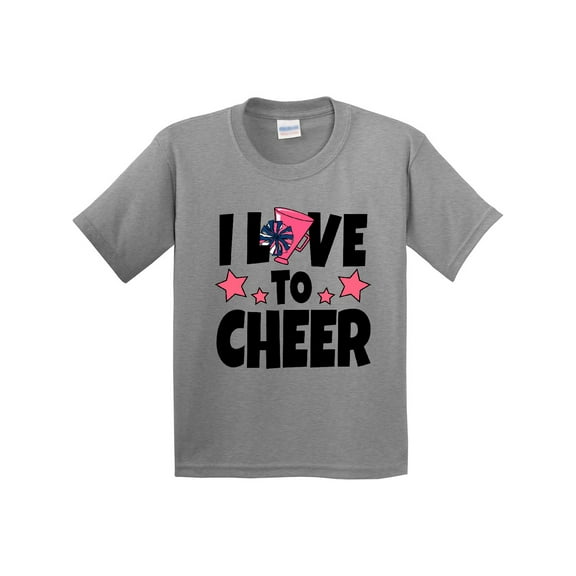 Inktastic I Love to Cheer with O Being Replaced by Megaphone and Pom Poms Youth T-Shirt
