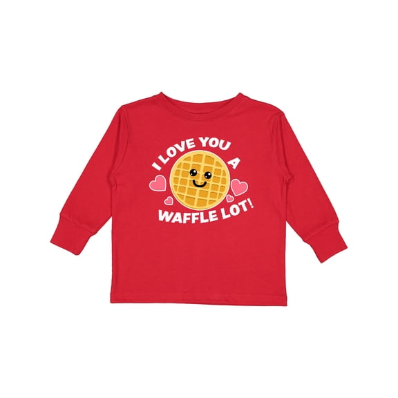 Inktastic I Love you a Waffle Lot with Cute Happy Waffle Boys or Girls Long Sleeve Toddler T-Shirt