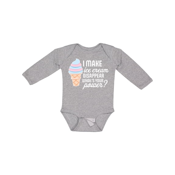 Inktastic I Make Ice Cream Disappear What's Your Power Boys or Girls Long Sleeve Baby Bodysuit