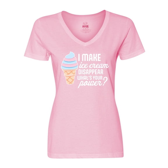 Inktastic I Make Ice Cream Disappear What's Your Power Women's V-Neck T-Shirt