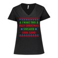 thumbnail image 1 of Inktastic I Make This Ugly Christmas Sweater Look Good Women's Plus Size V-Neck T-Shirt, 1 of 5