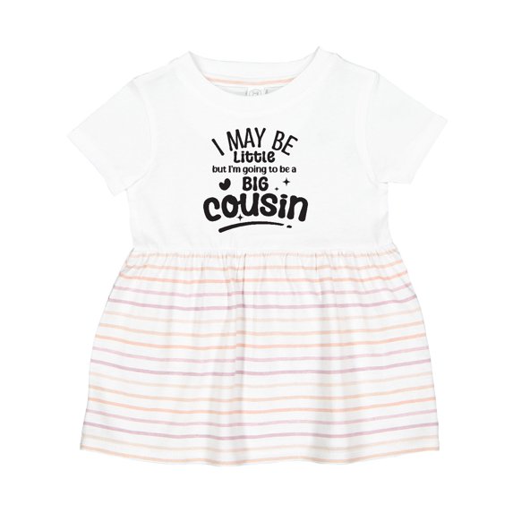 Inktastic I May Be Little but Going to Be a Big Cousin Girls Baby Dress