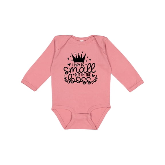 Inktastic I May Be Small but I'm the Boss Boys or Girls Long Sleeve Baby Bodysuit