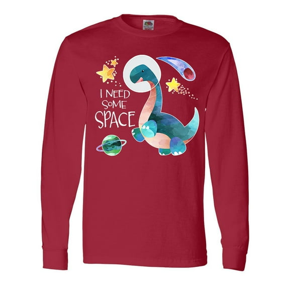 Inktastic I Need Some Space Dinosaur Astronaut with Stars and Planet Long Sleeve T-Shirt