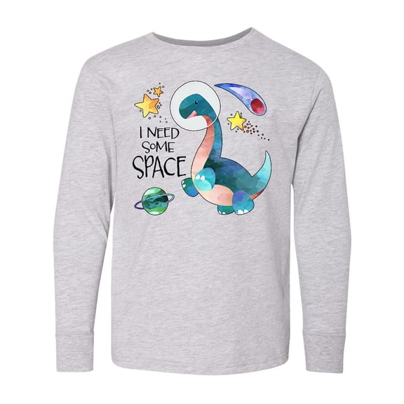 Inktastic I Need Some Space Dinosaur Astronaut with Stars and Planet Long Sleeve Youth T-Shirt