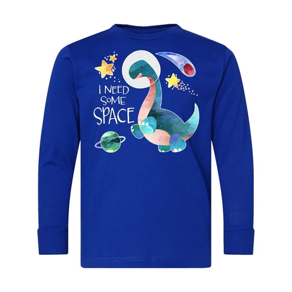 Inktastic I Need Some Space Dinosaur Astronaut with Stars and Planet Long Sleeve Youth T-Shirt
