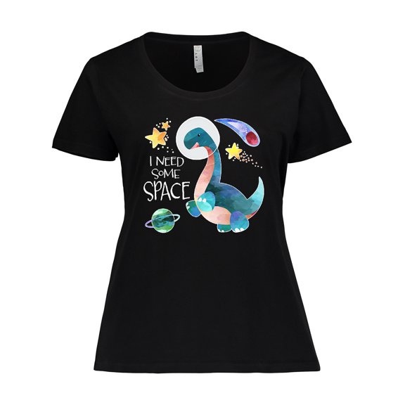 Inktastic I Need Some Space Dinosaur Astronaut with Stars and Planet Women's Plus Size T-Shirt