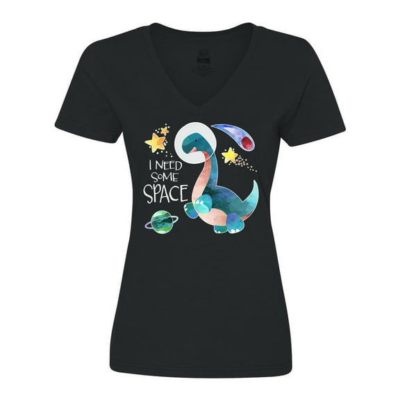 Inktastic I Need Some Space Dinosaur Astronaut with Stars and Planet Women's V-Neck T-Shirt