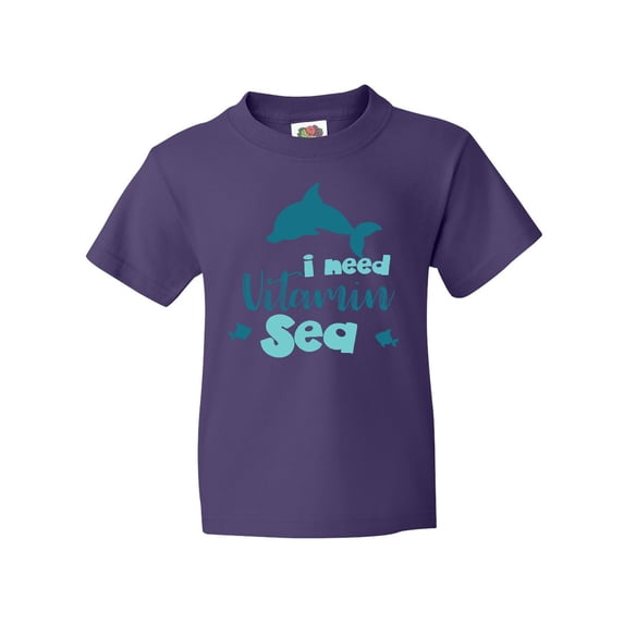 Inktastic I Need Vitamin Sea, Dolphin, Fish, Sea, Vacation Youth T-Shirt