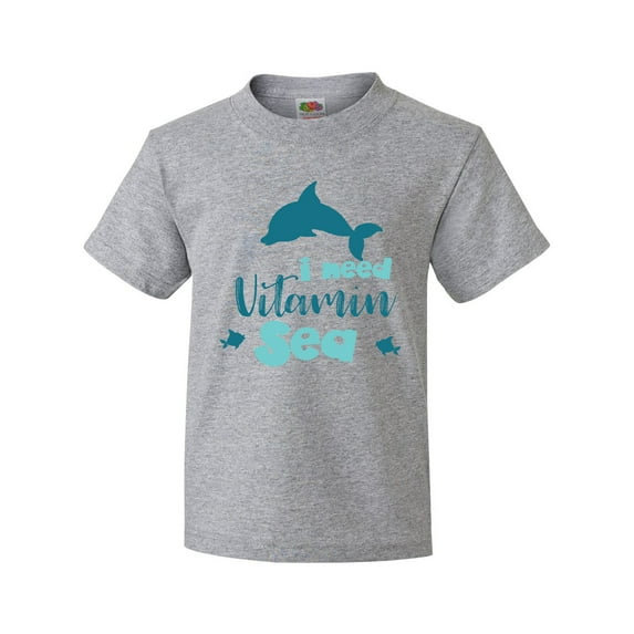 Inktastic I Need Vitamin Sea, Dolphin, Fish, Sea, Vacation Youth T-Shirt