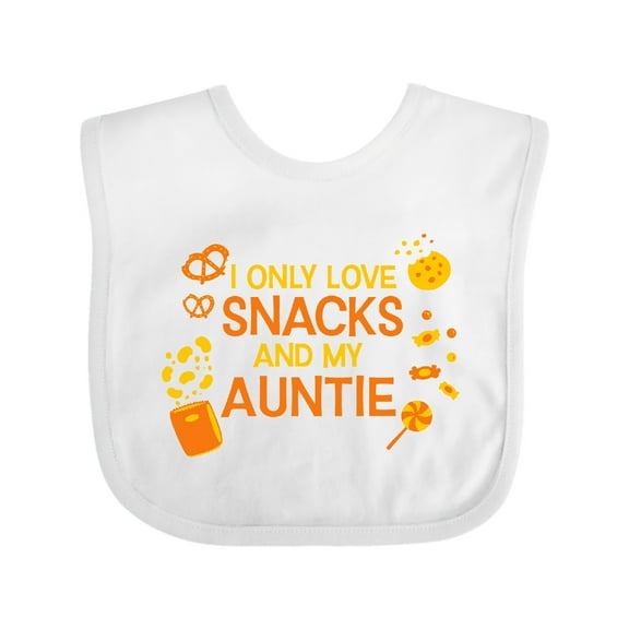 Inktastic I Only Love Snacks and My Auntie Boys or Girls Baby Bib