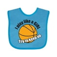 thumbnail image 1 of Inktastic I Play Like a GIRL... Try to Keep Up Girls Baby Bib, 1 of 4