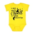 thumbnail image 1 of Inktastic I Put a Spell on Oma and Opa Witch Hat and Broom Boys or Girls Baby Bodysuit, 1 of 5