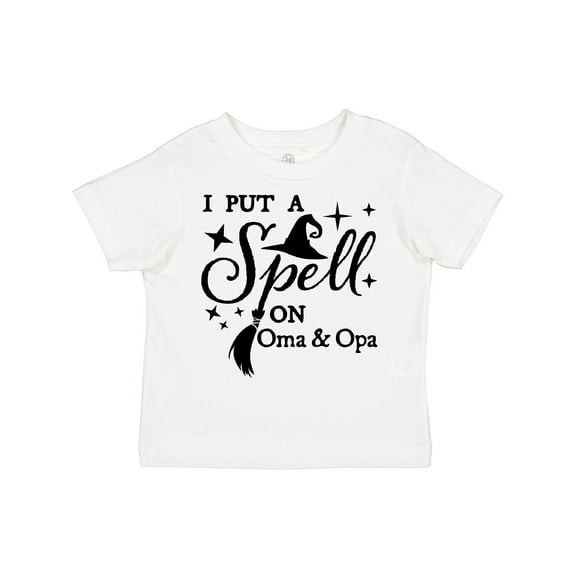 Inktastic I Put a Spell on Oma and Opa Witch Hat and Broom Boys or Girls Toddler T-Shirt