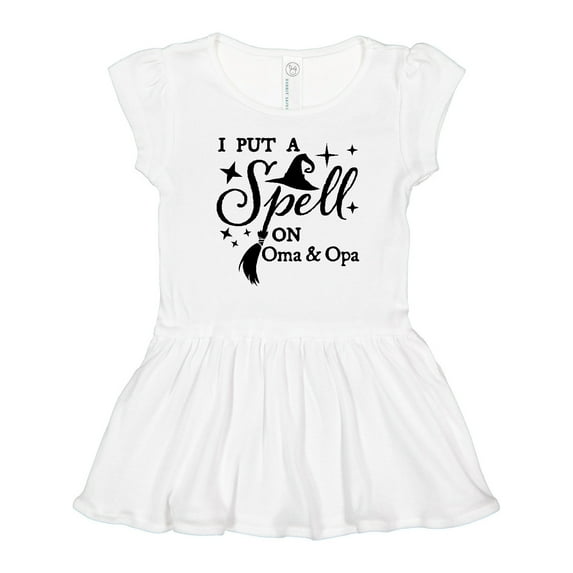 Inktastic I Put a Spell on Oma and Opa Witch Hat and Broom Girls Toddler Dress