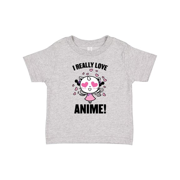 Inktastic I Really Love Anime with Cute Anime Cat and Hearts Boys or Girls Baby T-Shirt