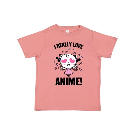Inktastic I Really Love Anime with Cute Anime Cat and Hearts Boys or Girls Toddler T-Shirt