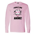 thumbnail image 1 of Inktastic I Really Love Anime with Cute Anime Cat and Hearts Long Sleeve T-Shirt, 1 of 5