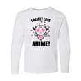 thumbnail image 1 of Inktastic I Really Love Anime with Cute Anime Cat and Hearts Long Sleeve Youth T-Shirt, 1 of 5