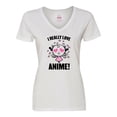 thumbnail image 1 of Inktastic I Really Love Anime with Cute Anime Cat and Hearts Women's V-Neck T-Shirt, 1 of 5