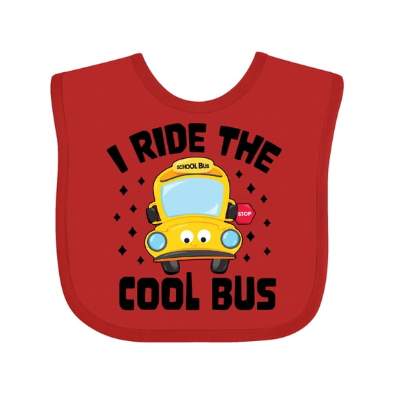 Inktastic I Ride the Cool Bus with Yellow Bus Boys or Girls Baby Bib