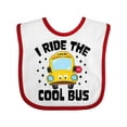 thumbnail image 1 of Inktastic I Ride the Cool Bus with Yellow Bus Boys or Girls Baby Bib, 1 of 4