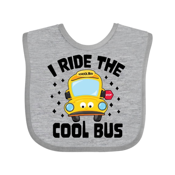 Inktastic I Ride the Cool Bus with Yellow Bus Boys or Girls Baby Bib