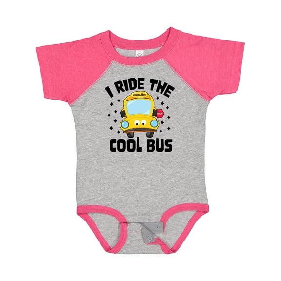 Inktastic I Ride the Cool Bus with Yellow Bus Boys or Girls Baby Bodysuit