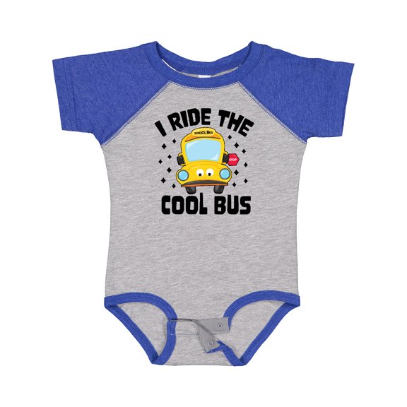 Inktastic I Ride the Cool Bus with Yellow Bus Boys or Girls Baby Bodysuit