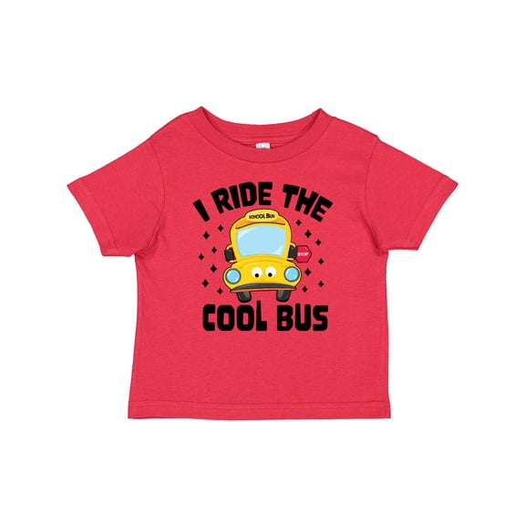 Inktastic I Ride the Cool Bus with Yellow Bus Boys or Girls Baby T-Shirt