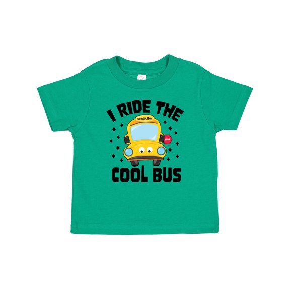 Inktastic I Ride the Cool Bus with Yellow Bus Boys or Girls Baby T-Shirt