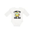 thumbnail image 1 of Inktastic I Ride the Cool Bus with Yellow Bus Boys or Girls Long Sleeve Baby Bodysuit, 1 of 5