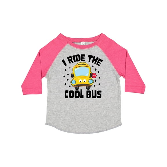 Inktastic I Ride the Cool Bus with Yellow Bus Boys or Girls Toddler T-Shirt