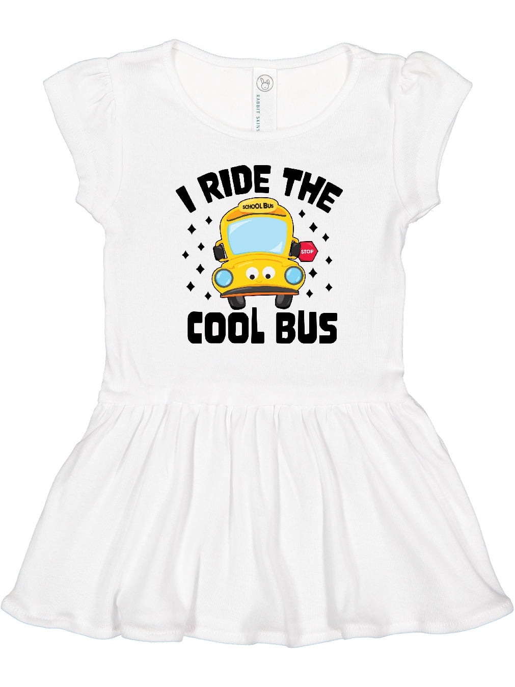 Inktastic I Ride the Cool Bus with Yellow Bus Gift Toddler Girl Dress