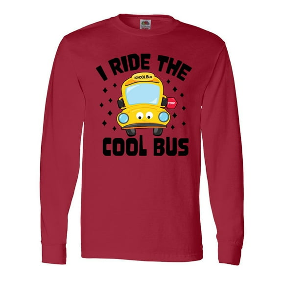 Inktastic I Ride the Cool Bus with Yellow Bus Long Sleeve T-Shirt