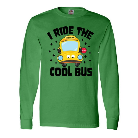 Inktastic I Ride the Cool Bus with Yellow Bus Long Sleeve T-Shirt
