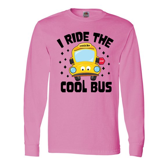 Inktastic I Ride the Cool Bus with Yellow Bus Long Sleeve T-Shirt
