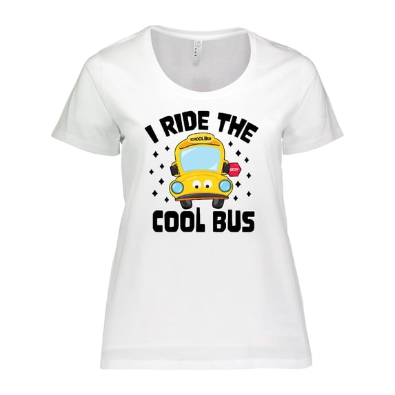 Inktastic I Ride the Cool Bus with Yellow Bus Women's Plus Size T-Shirt