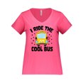 thumbnail image 1 of Inktastic I Ride the Cool Bus with Yellow Bus Women's Plus Size V-Neck T-Shirt, 1 of 4