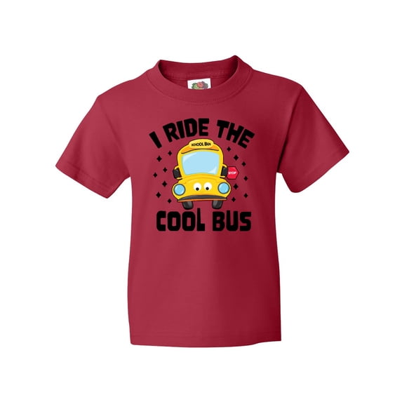 Inktastic I Ride the Cool Bus with Yellow Bus Youth T-Shirt