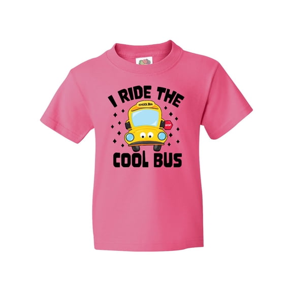 Inktastic I Ride the Cool Bus with Yellow Bus Youth T-Shirt