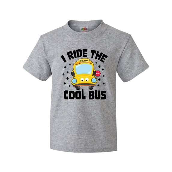 Inktastic I Ride the Cool Bus with Yellow Bus Youth T-Shirt