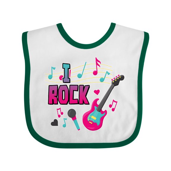 Inktastic I Rock with Guitar Microphone and Music Notes Boys or Girls Baby Bib