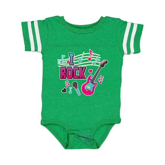 Inktastic I Rock with Guitar Microphone and Music Notes Boys or Girls Baby Bodysuit